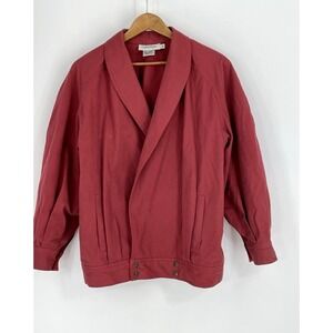 Calvin Klein Med Rust Jacket Shawl Collar Batwing Sleeve Cross Snap Waistband